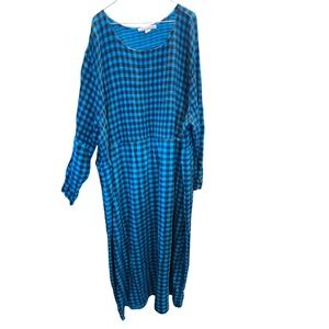 Dreams & Co Nightgown Dress 26/28 2x Womens Plus Size Long Sleeve Blue Black